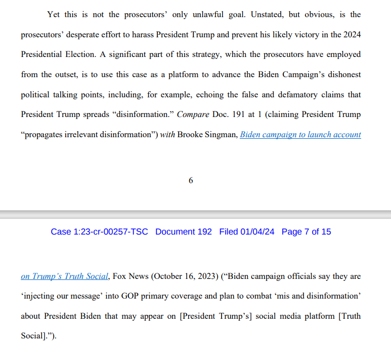 Trump's lawyers accuse Smith of doing Biden campaign dirty work--