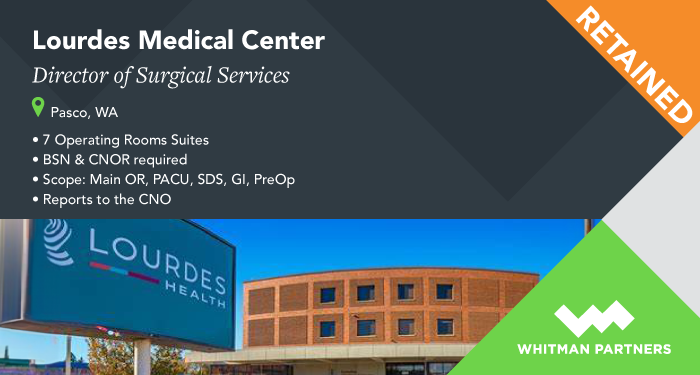 🌟 Explore a New Opportunity 🌟

Whitman Partners has joined forces with Lourdes Medical Center in Pasco, WA, to find their next Director of Surgical Services!

info@whitmanpartners.com 

#DirectorOfSurgicalServices #SurgicalServices #Perioperative #WhitmanPartners #WAjobs