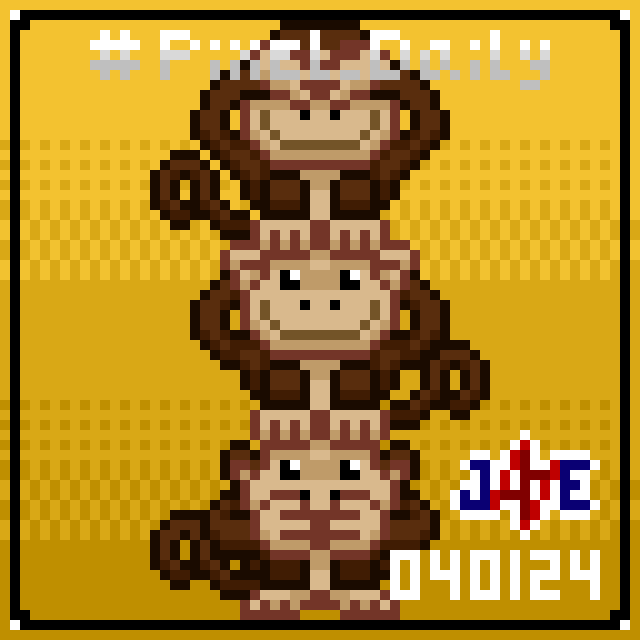 Jaaepixel's tweet photo. #pixel_daily number 19 and 20 (last).
Hello guys, sorry late for pixel dailies update.
I made this three monkey and birthday cake, because today is my bornday 🎂😄.
Now pixel daily finished today, for the next I will create more pixelart for many thing 😁, just stay tune.
Thx. https://t.co/Xj2CZFrLF8