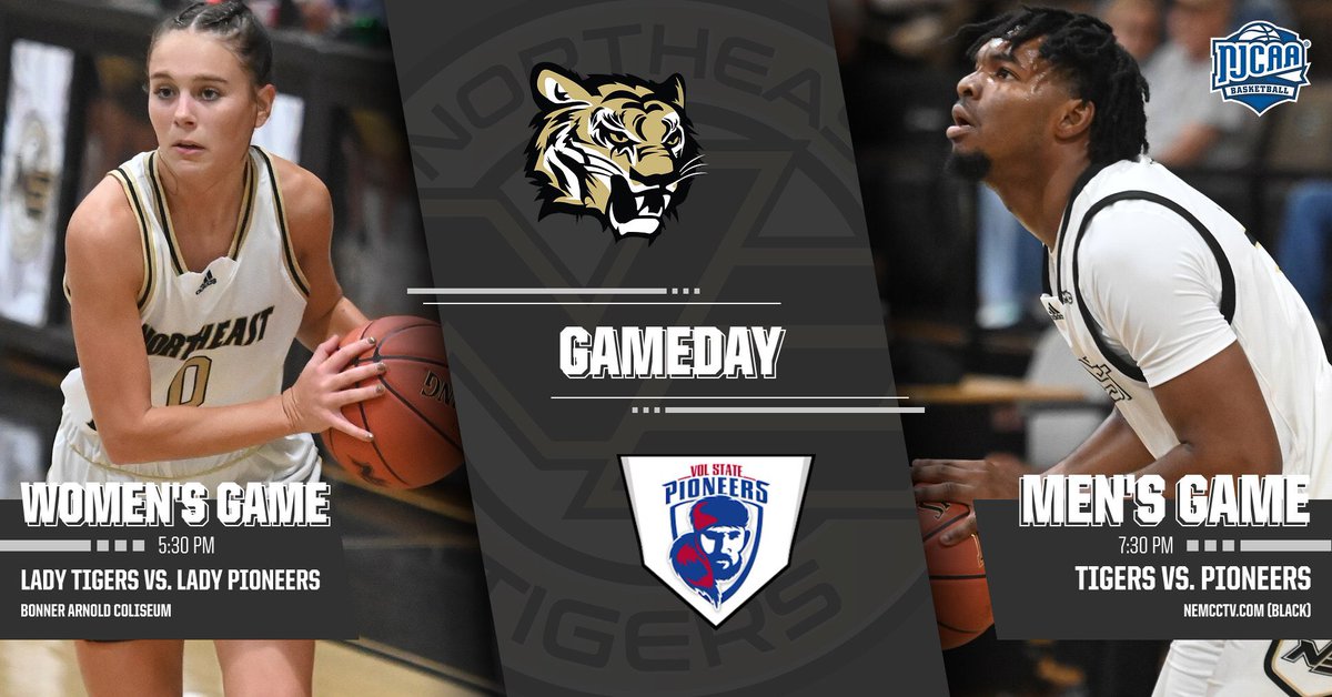 BKB | 👋Welcome 𝙗𝙖𝙘𝙠!! #NEMCC returns from the holiday break to play its first 🏀 games in 3️⃣ weeks! Come out &amp; help us #PACKtheBAC!

🆚 <a href="/VSCCPioneers/">Vol State Athletics</a>
📍 Bonner Arnold Coliseum (Booneville, MS)
🕰️ 5:30/7:30 pm
📺 bit.ly/NEBlackChannel
🐯 #TigerTown