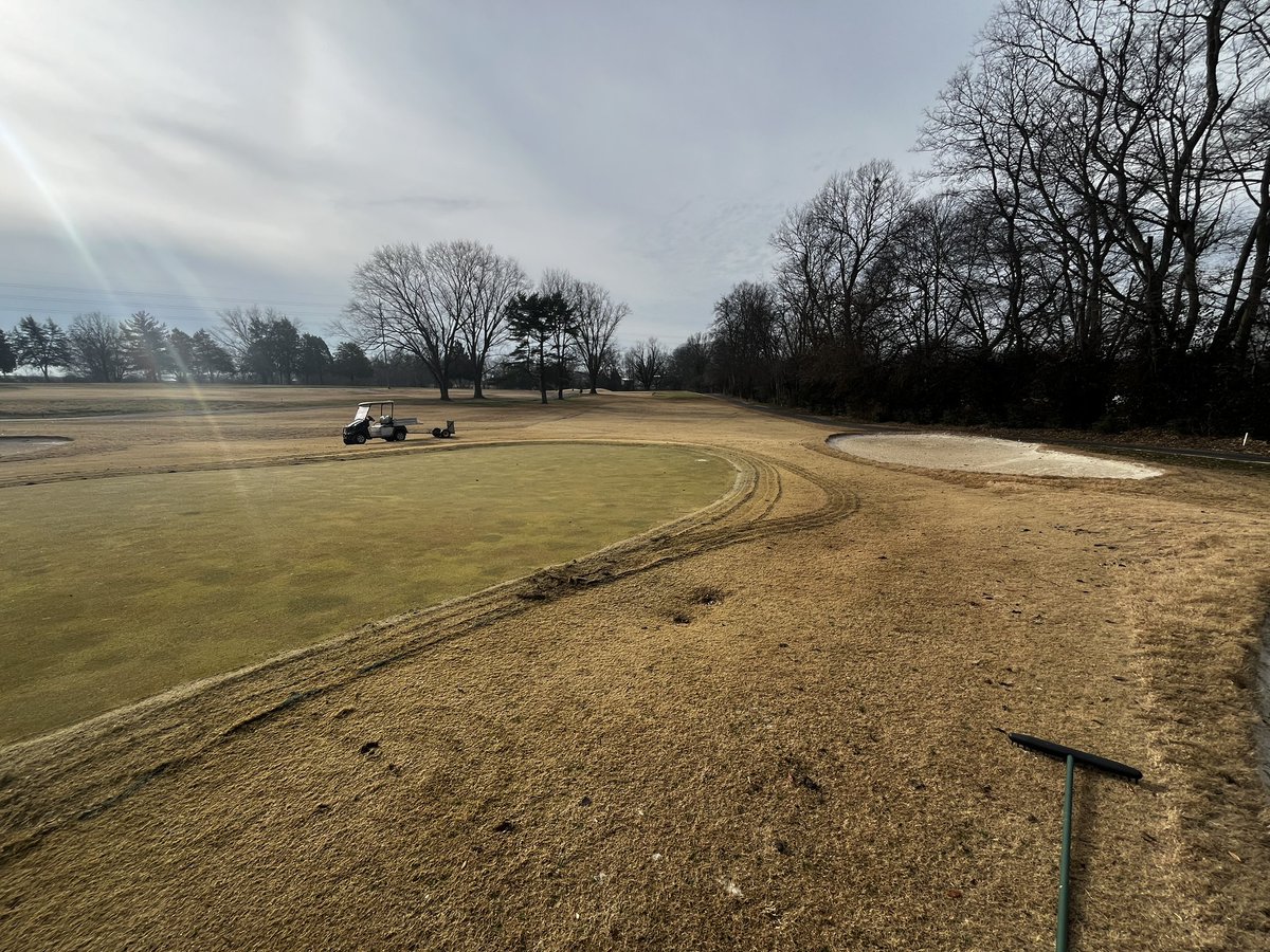 Hop_Jason's tweet photo. Lost putting surface being recaptured on # 11 green @BGCC1913. https://t.co/orjiB6J36I