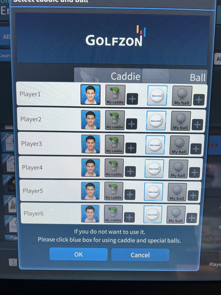 Mackeben's tweet photo. @BarstoolBigCat @Jerrythekid21 this is how you turn off the caddy! Tap the caddy icon for each player. I run 3 Golfzon facilities! You can also change to junior tees if it’s too hard from the reds. https://t.co/ZWTT9eh6tx