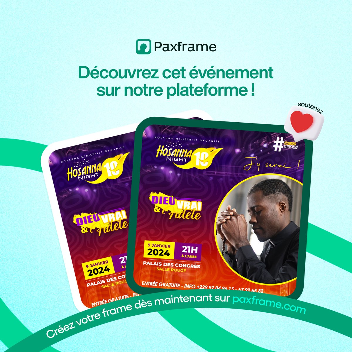 joinpaxframe's tweet photo. #hosanahministry
Découvrez et soutenez cet événement "Célébration puissance 10" de Hosanah Ministry sur notre plateforme ! 😍
🔗https://t.co/ma2C3pweUS
Réalisez votre Frame dès maintenant !
#paxframe #hosanahministry https://t.co/lPTtYBgmDe
