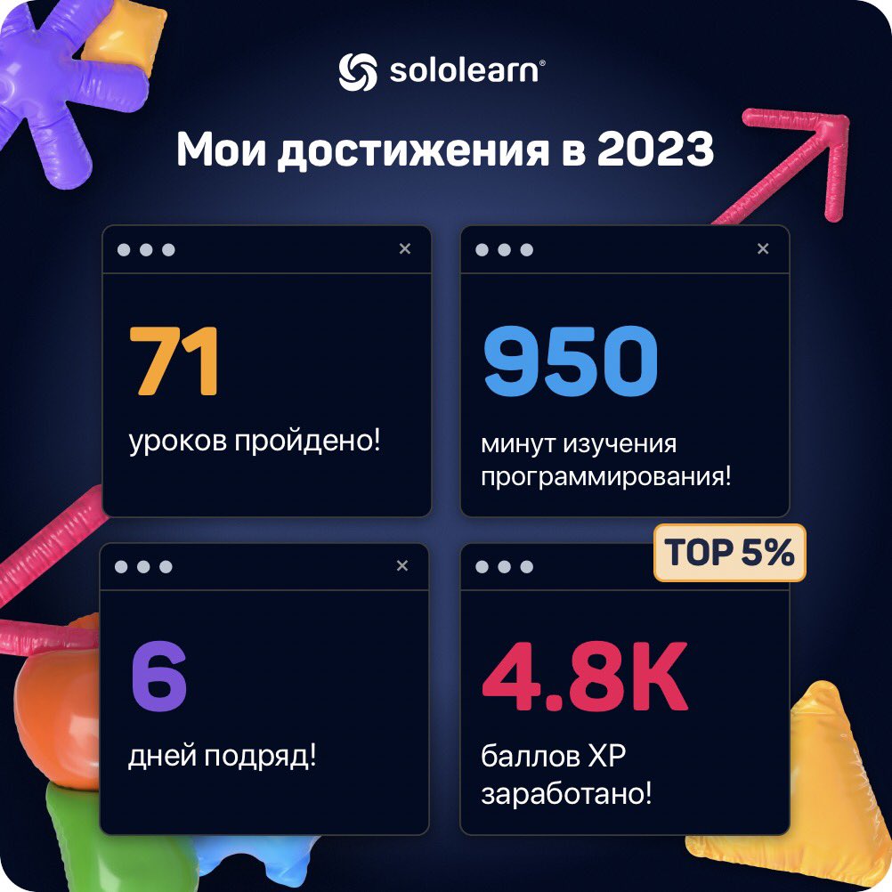 kotorokto's tweet image. #sololearn
Удивительно, что начала заниматься к концу года, это тяжело частично, но хоть что-то получается и хоть что-то да делаю