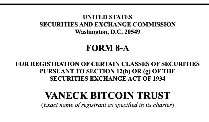 Btcexpertindia's tweet photo. 💥 After Fidelity and Grayscale now VanEck filed a registration of securities for their spot #BitcoinETF with the SEC https://t.co/xWW0bYhr8l