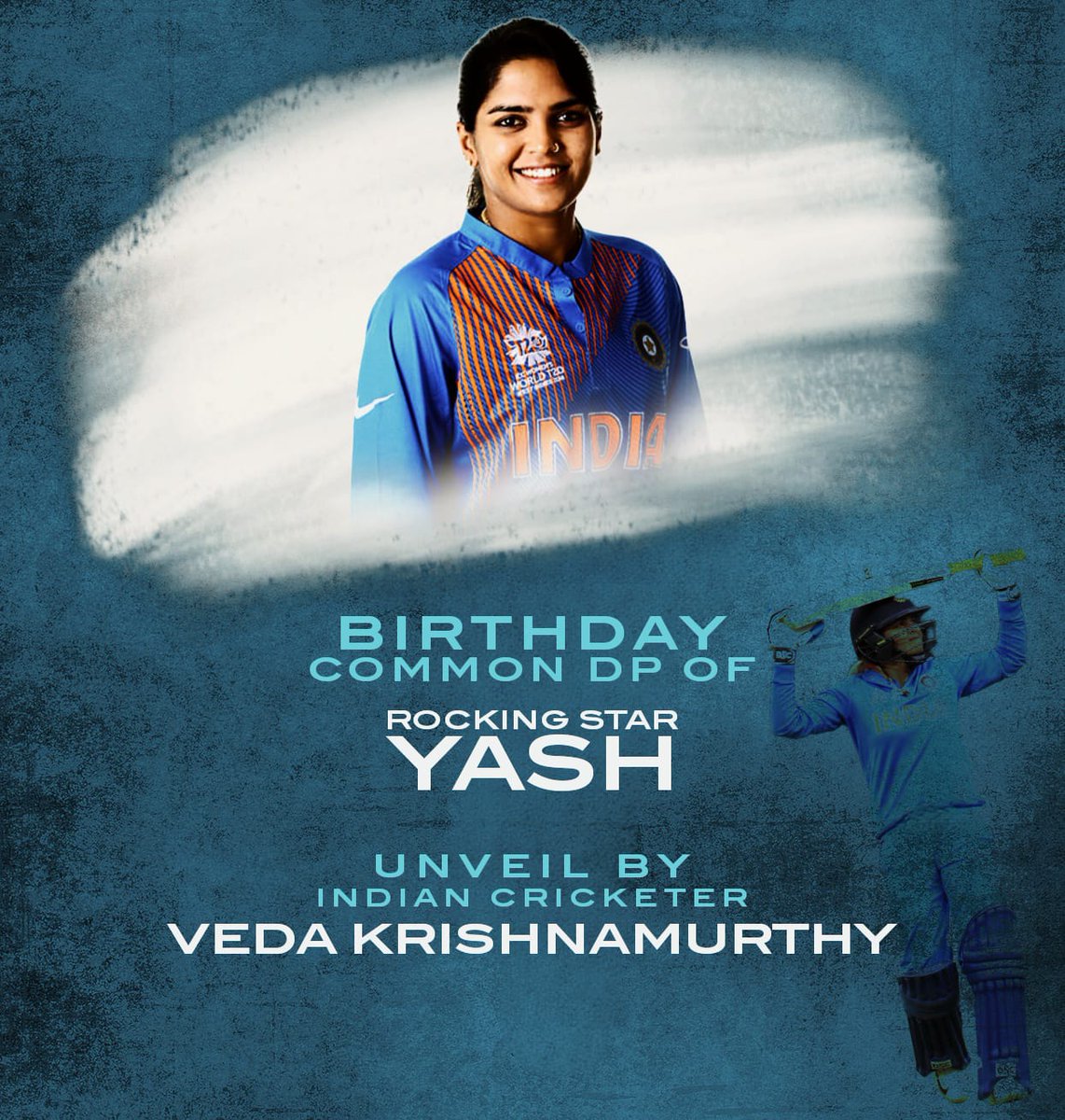 Team_YFT's tweet photo. Our Excitement is heightened when @vedakmurthy08, a Talented Indian cricketer unveils the official Common Display Picture (CDP) of the Rocking Star @TheNameIsYash BOSS ❤️

Excitement Unfolds Tomorrow Evening 🔥

#ToxicTheMovie #YashBOSS https://t.co/BuTpCruSNh