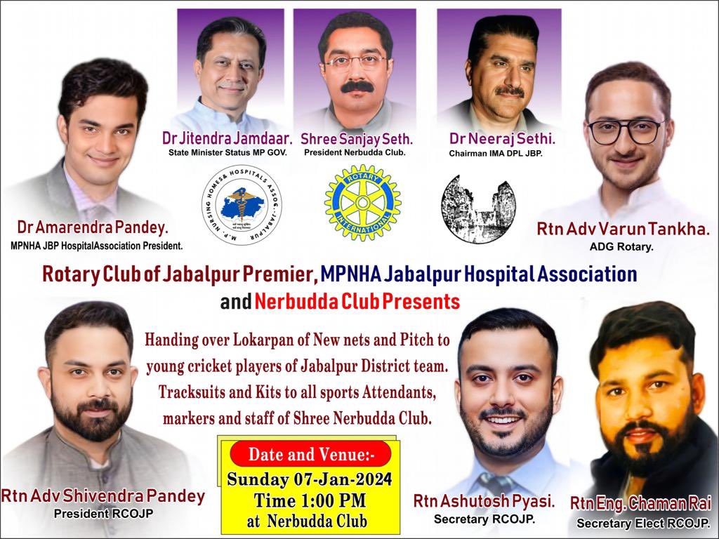 Chamanrai7's tweet photo. Upcoming event of Rotary Club of Jabalpur Premier at Nerbudda Club JBP @varuntankha @Truly_Shivendra @EthicalReality7 @diaryofashu https://t.co/gReYtwZHqQ