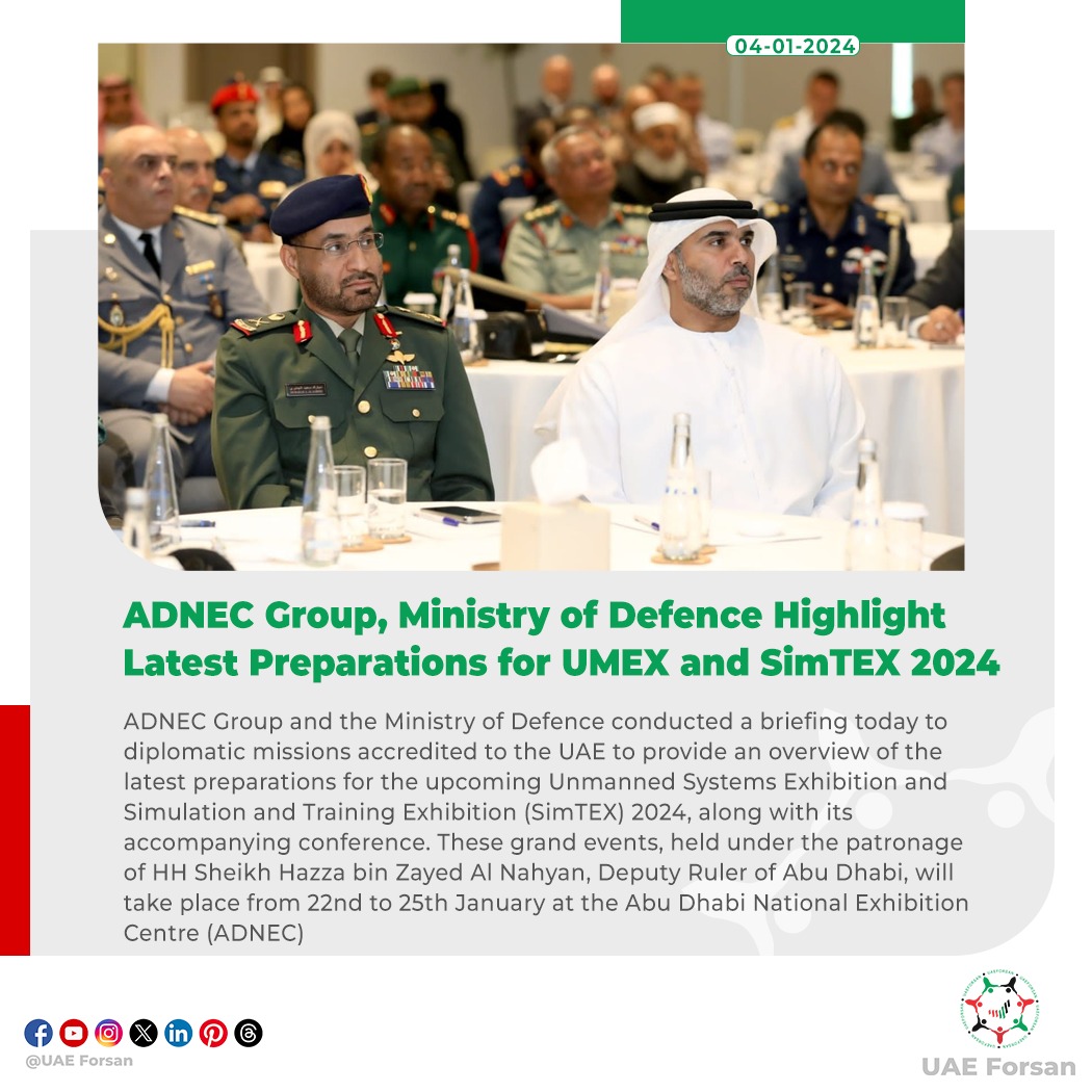 UAE_Forsan's tweet image. #ADNECGroup, Ministry of Defence Highlight Latest Preparations for #UMEX and #SimTEX 2024
@ADNECGroup
@modgovae