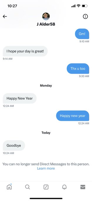Warning: don&rsquo;t be polite to people or they&rsquo;ll block you. 😂 @Jalder81058 https://t.co/KksctoiTgc