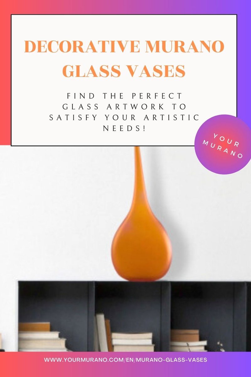 Glass vases can also be used to decorate shelves and cabinets. Place them in groups or individually to create a visually appealing display. Murano glass vases placed on either side of a fireplace or mantel can create a balanced.  #muranovase #decorativevase #glassvases