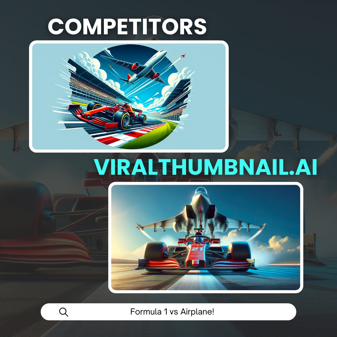 viralthumbnail's tweet photo. Formula 1 vs Airplane! 

What thumbnail do you think is better for YouTube? https://t.co/um3GjCfgAE