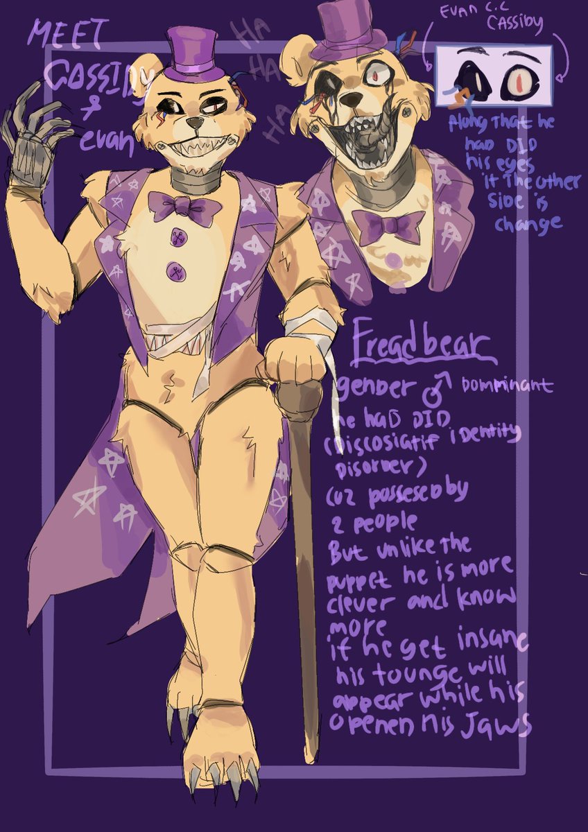 cloudwhisp12's tweet photo. Meet Cassidy &amp; evan 
Exp 0083: Freadbear 
We had inject all two souls in the remnant with one suit he seems is more clever who know anything and even remembered their death #freadbear #FNAF #fnafau #fnaffanart  #fnafart https://t.co/GyzLiQ6X4T