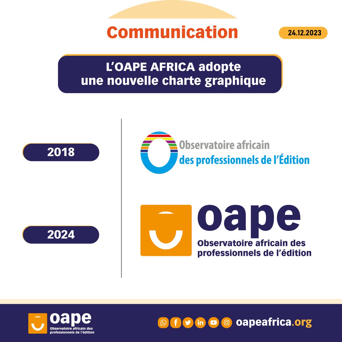 oapeafrica's tweet photo. Nouvelle vision de l'Observatoire africain des professionnels de l'édition (OAPE AFRICA) 

Voir plus ici : https://t.co/phg50JYGSK https://t.co/MUp1f6Nuvj