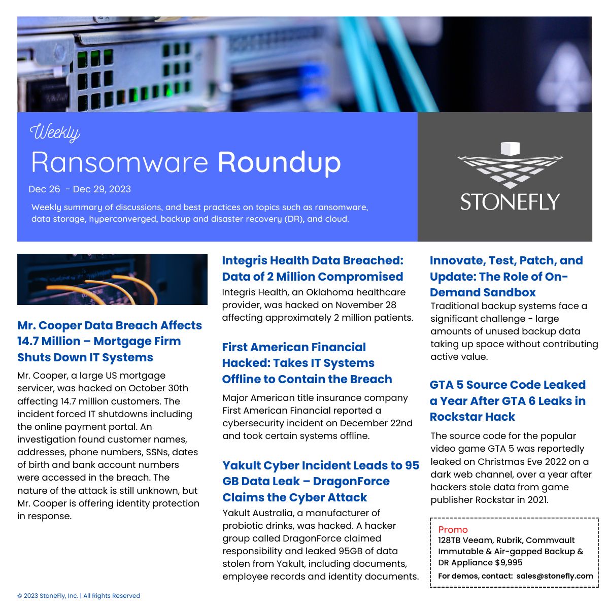 StoneFlyInc's tweet photo. Mr. Cooper Data Breach, Integris Health Data Hacked, First American Financial Breach, and more in this week's ransomware roundup. For details, read: https://t.co/B52OH651oz
#MrCooper #databreach #Integris #FirstAmerican #Financial #ransomware #news https://t.co/BRlGJ8wdwq