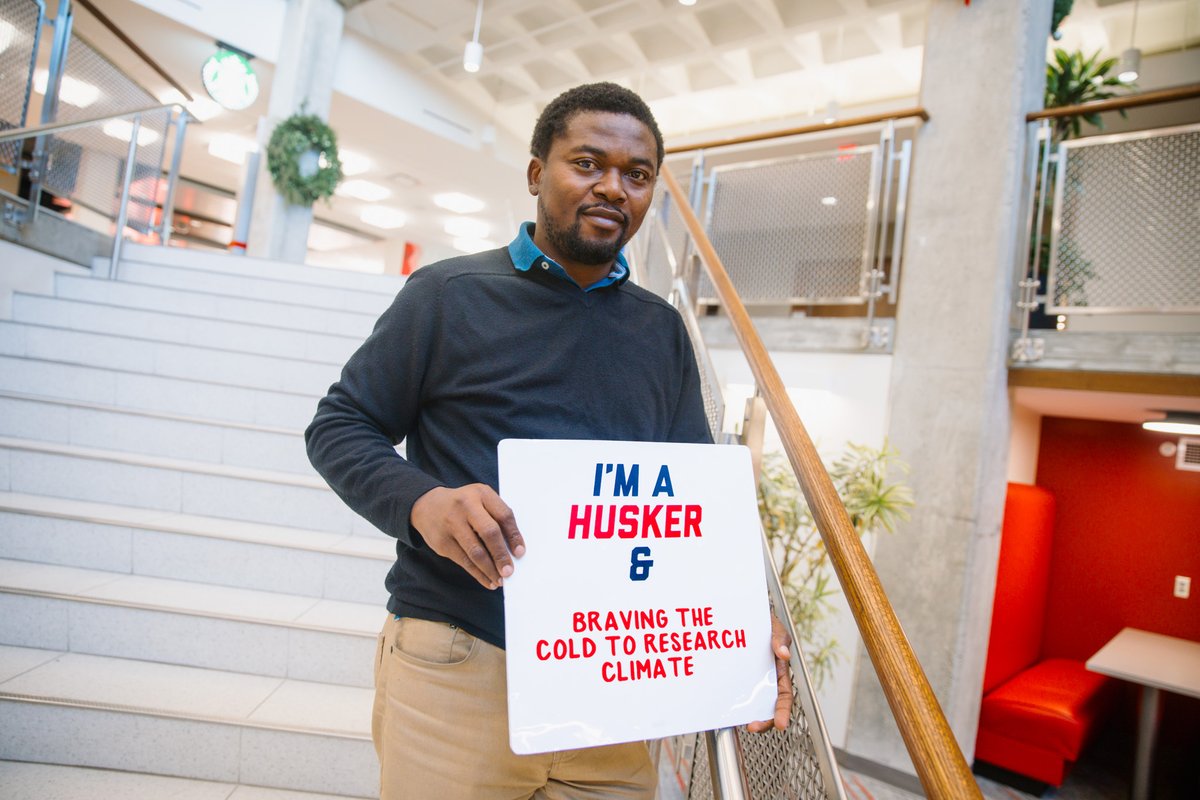 UNLincoln's tweet photo. Jerome isn't necessarily used to the cold of a Nebraska winter. But the community he's found here has been anything but. “Everyone I’ve been working with is exactly how my wife described — warm and welcoming.”

Read about his work to cut down on damage and suffering from climate-related disasters ›› https://t.co/OBUq2ZMre8