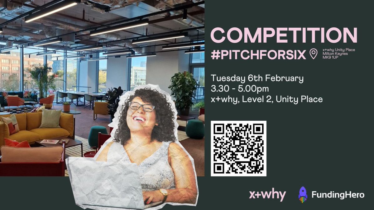Exciting news for Milton Keynes-based business founders. Register to enter the #PitchForSix competition at xandwhy.co.uk/pitch-for-six-… and pitch your game-changing ideas on 6 Feb. Your passion for a better future could earn you 6 months of office space at <a href="/xandwhyspace/">x+why</a> at Unity Place