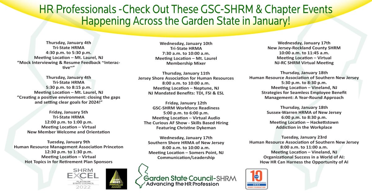 Now is a great time to update your calendar. Check out these great HR events around the State this month!