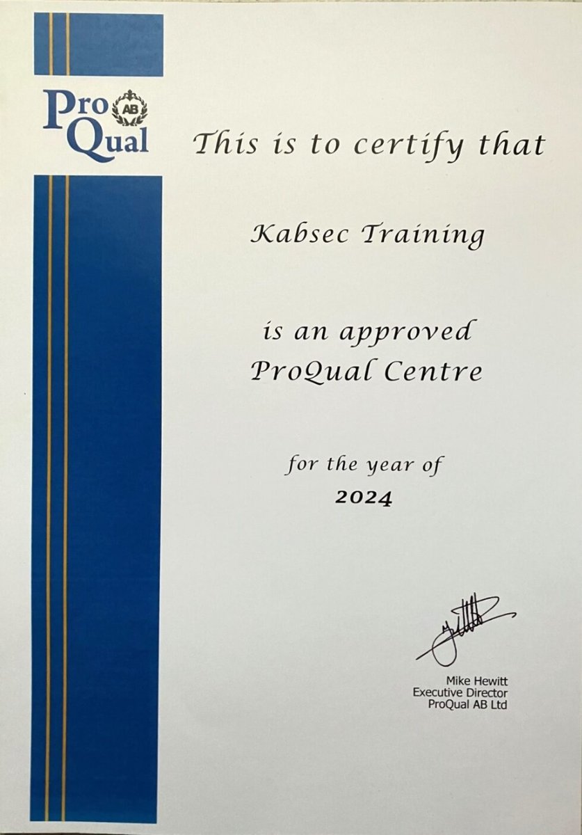 KabsecTraining's tweet photo. "Exciting news! KABSEC Training is now a certified Proqual approved centre for 2024! Welcome two new assessors with extensive public sector &amp; crime prevention experience. At KABSEC, we provide value for money training by industry experts. #training #certification #growth" https://t.co/QJIfFyXCnt