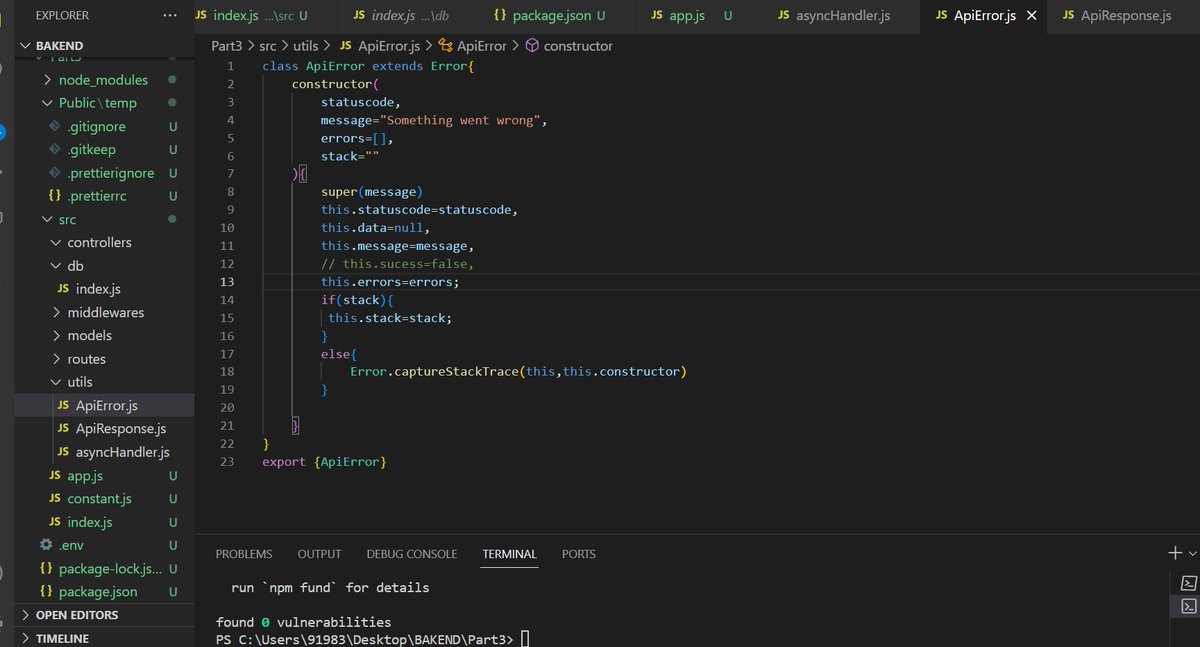 ManavRastogi17's tweet image. 🚀 Day 7 of the #BackendChallenge: Mastered the art of custom API responses, delved into the world of error handling, and got acquainted with the power of middleware! ✨🤖 #APIResponses #ErrorHandling #MiddlewareMagic #BackendDevelopment