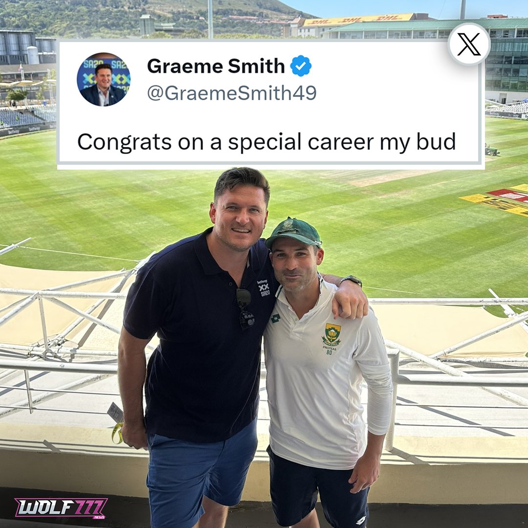 Wolf777news's tweet image. Graeme Smith's heartfelt salute to Dean Elgar

#GraemeSmith #DeanElgar #Tweetpost #Farewell #Career #SouthAfrica #Proteasmen #TestCricket #wolf777news