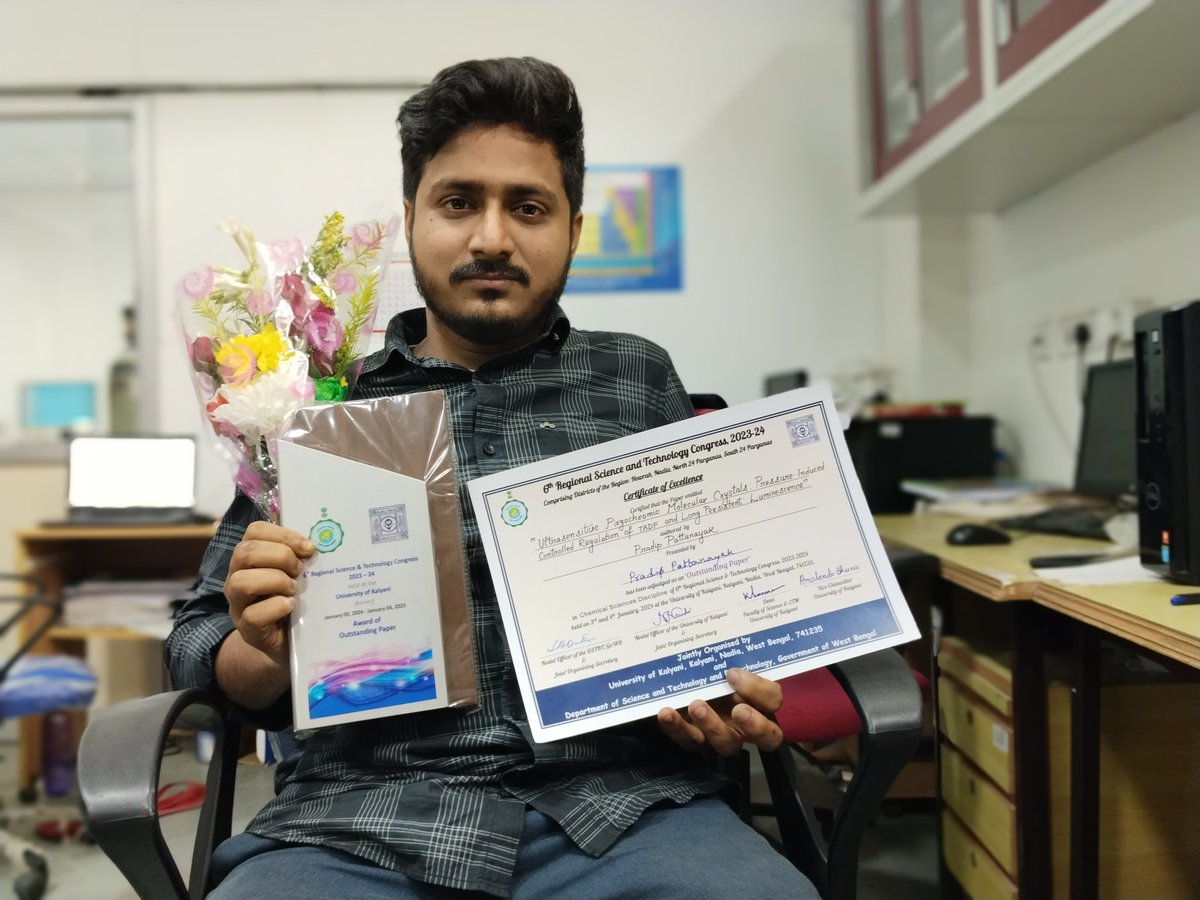 Pradip Pattanayak (@pradip_chem) on Twitter photo Glad to receive the best paper presentation award in 6th regional science and technology congress.
Thanks <a href="/pradiptp1/">Pradipta Purkayastha</a> <a href="/iiserkol/">IISER Kolkata</a> Glad to receive the best paper presentation award in 6th regional science and technology congress.
Thanks <a href="/pradiptp1/">Pradipta Purkayastha</a> <a href="/iiserkol/">IISER Kolkata</a>