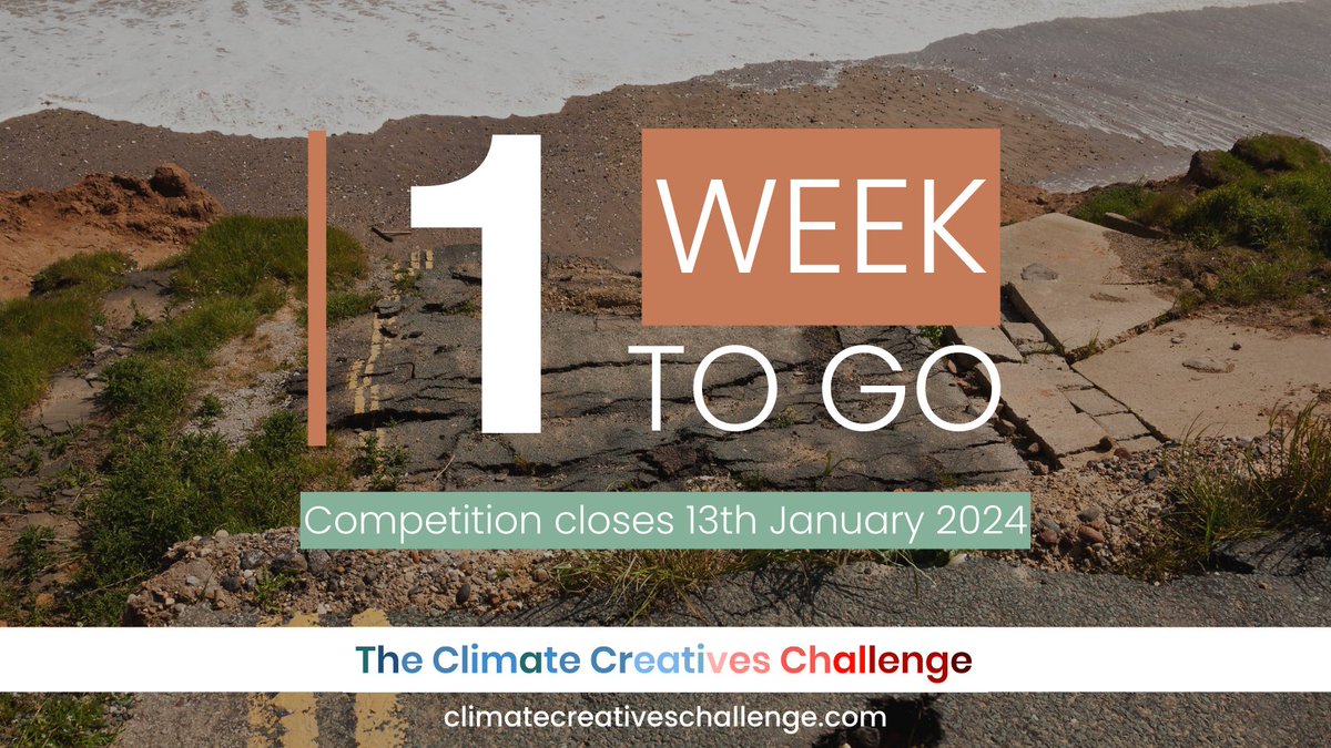 JUST ONE WEEK TO GO 
Until the fourth Climate Creatives Challenge will close for submissions.  
Now that the Christmas festivities have come to a close, it's the perfect time to focus on your creations for this challenge and get them submitted to us.  #theccchallenge