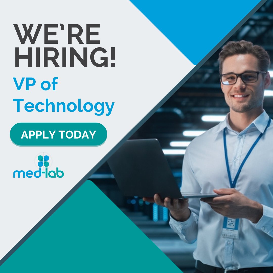 MedLabImaging's tweet photo. Looking to elevate your career? Our dynamic team is searching for a VP of Technology to lead our internal technology department to new heights. Join us and shape the next chapter of Med-Lab’s success in the digital landscape. Apply today! #JoinOurTeam https://t.co/c3o9CvY7Vp https://t.co/DdlA8FXy4P