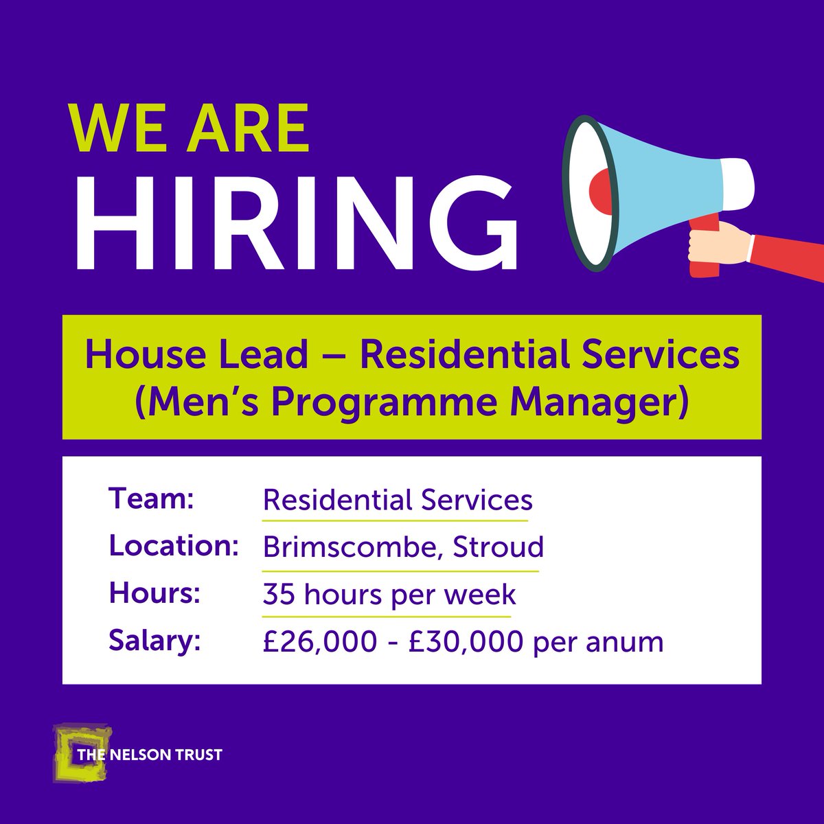TheNelsonTrust's tweet photo. We are hiring a house lead within our Residential Services!

For more information or to apply, please visit https://t.co/fu2mXUl1oR 👈

#TheNelsonTrust #Job #ResidentialRehabilitation https://t.co/IqjFNogWdQ