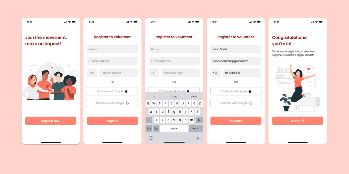 krinashah_uiux's tweet image. &quot;Exciting debut on X! 🚀 Check out my latest UI design practice -short &amp;amp; simple volunteer registration flow 🎨🌐 Your thoughts mean the world! #UIDesign #DesignPractice
