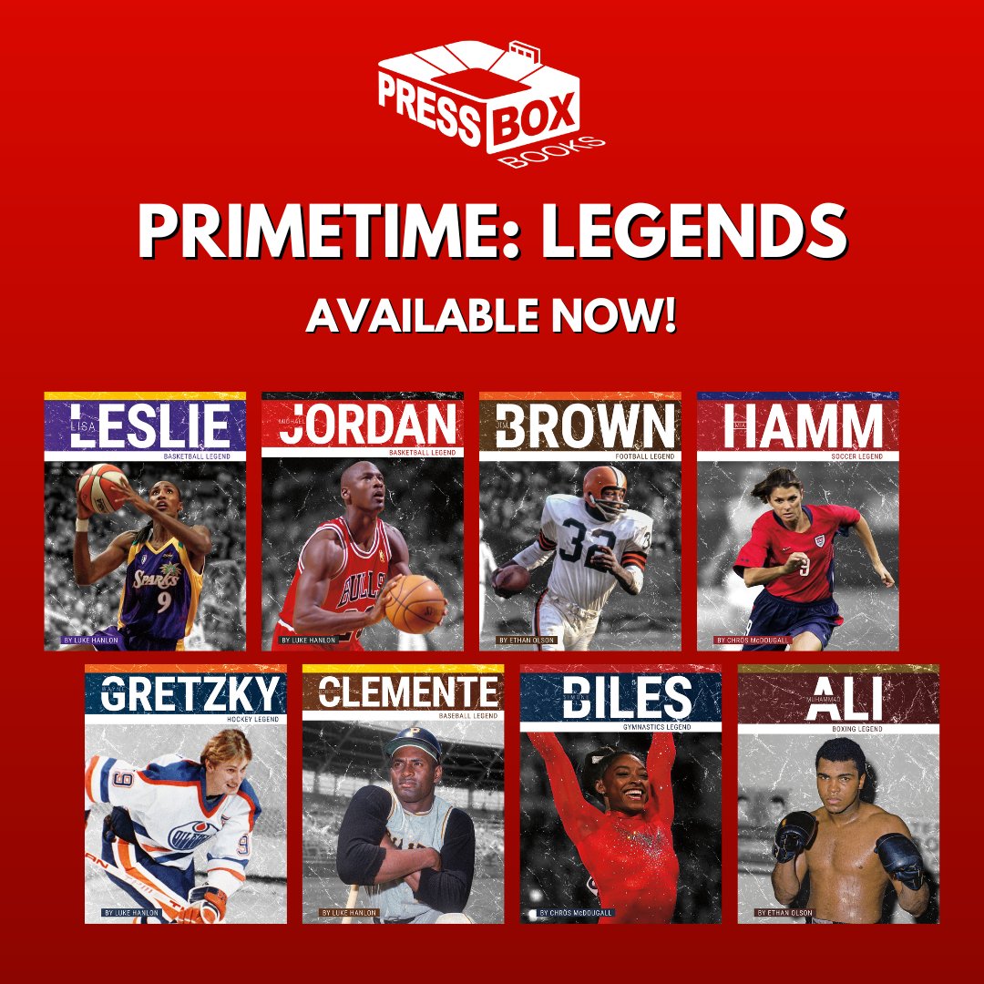pressboxbooks's tweet photo. Available now 🌟 PRIMETIME: LEGENDS⁠
⁠⁠
Legendary athletes thrill sports fans during their careers, and their legacies live on long afterward. This series looks at some of the most exciting and successful athletes ever to compete in their sports.⁠

https://t.co/Dkbv0dPeTi https://t.co/8hNhhAONY8