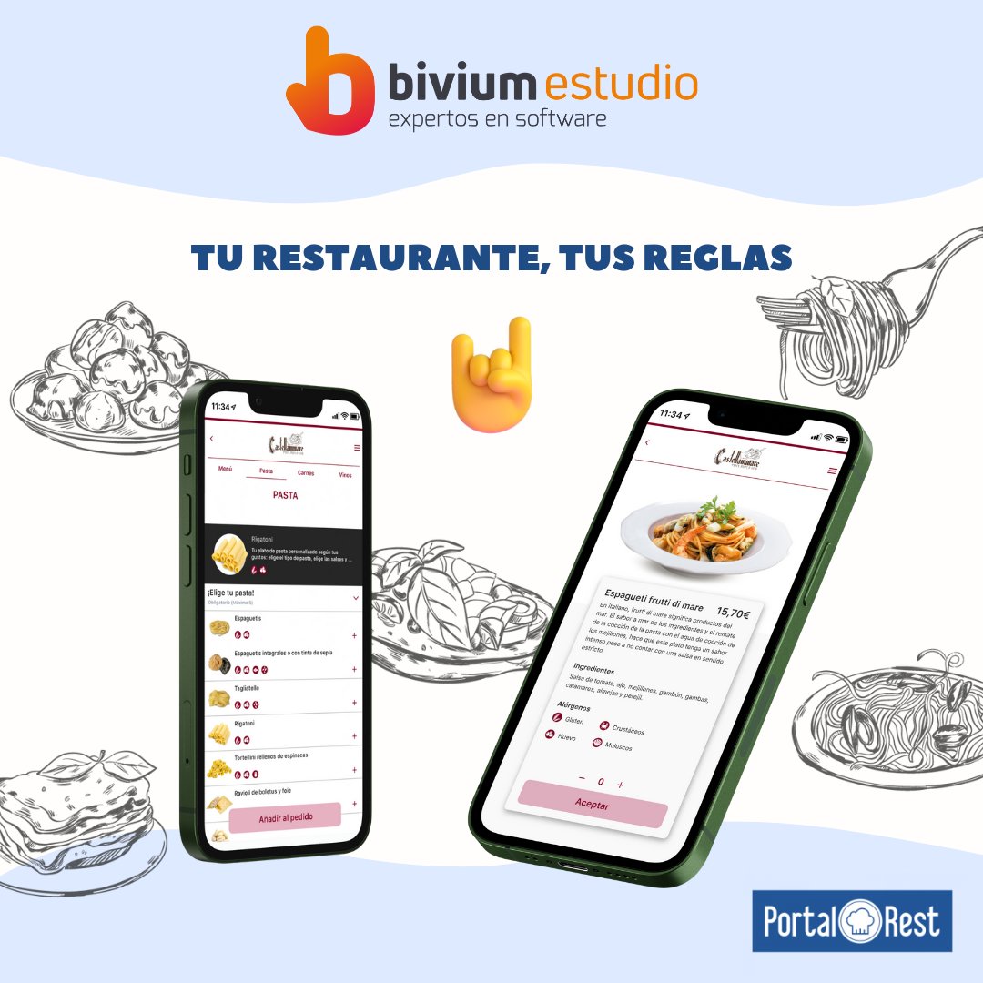 #PortalRest, la revolución de la comida a domicilio🤘

🚫 Adiós comisiones injustas: 0 comisiones
🎨 Personalizado: Tu restaurante, tus reglas
💬 Soporte a tu medida: Nuestro equipo te escucha

¿Quieres ver cómo funciona? Pide tu demo online gratuita 🍝 👉 bit.ly/3H79Rz4