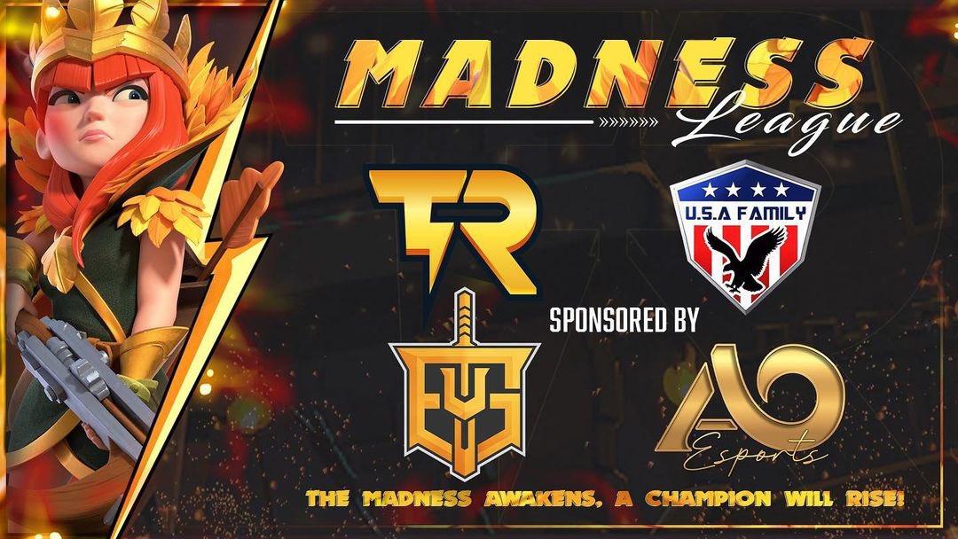 In February we are bringing back the best 1v1 tournament in the Clash Verse: Madness League!

Sponsored by the biggest CoC alliances #USAFamily #ThunderRepublic #EvolveYourGame #AOeSports

Who will take the $400 prize pool?!
discord.gg/thunderrepublic 

#clashofclans #esports