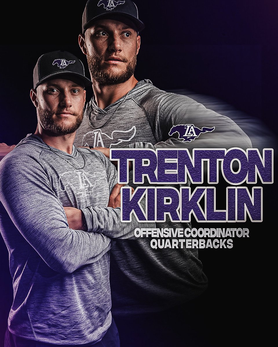 ‼️ANNOUNCING‼️ Mustang Nation, please welcome BACK Trenton Kirklin as our Offensive Coordinator! 💜🔥