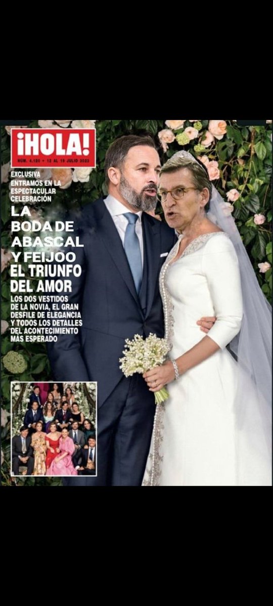 CorellaTej7982's tweet photo. #boda #bodas #hola #tardear4E #weedingday #revistas #portadas #portada #prensa #pp #vox #pp #ppvox #voxpp #abascal #feijoo #exclusiva #matrimonio de conveniencia 🤣😱👌🫣😁🤔😛 https://t.co/M6qu2VNm3e