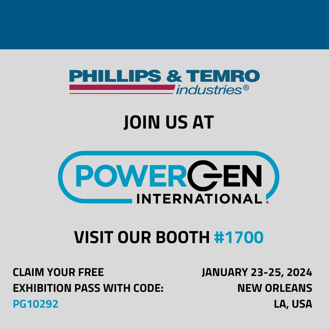 Join Phillips and Temro Industries at #POWERGEN24 January 23-25, in jazzy New Orleans, LA! We’re offering our customers FREE admission into the exhibit hall - use promo code PG10292   when registering and stop by booth 1700 at the show! 

#powergen #phillipsandtemro