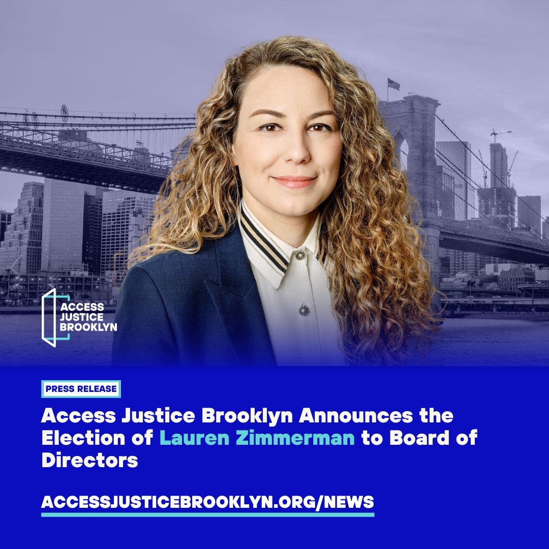 📰 Access Justice Brooklyn announces the election of Lauren Zimmerman, Partner at <a href="/SelendyGayLaw/">Selendy Gay</a>, to its Board of Directors following the organization’s meeting held on December 13, 2023. Read the full #pressrelease here: accessjusticebrooklyn.org/press-release-…