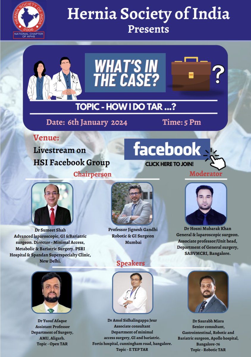 Dr Sumeet Shah (@drsumeetshah) on Twitter photo #HerniaSurgeons wanting to know more about Posterior Component Separation join the Live Session on <a href="/HerniaIndia/">Hernia Society of India</a> Facebook Page. #HerniaSurgeons wanting to know more about Posterior Component Separation join the Live Session on <a href="/HerniaIndia/">Hernia Society of India</a> Facebook Page.