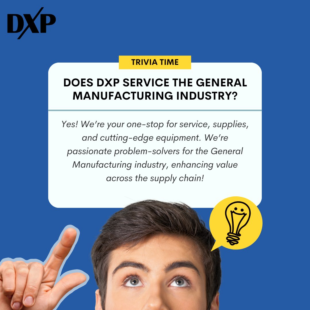 DXP_Enterprises's tweet photo. Discover manufacturing excellence with #DXP! Your go-to for service, supplies, and top-notch equipment. Passionate about innovation, we elevate value across the supply chain. 🌐💼 

Let's build success together: https://t.co/99h1bam3jS 

#NationalTriviaDay https://t.co/PhTQbPXTEV