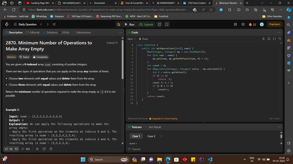 Dhanunjay_363's tweet image. 🚀 Day 40 of the 100 Days Coding Challenge accomplished! 💡 Successfully tackled a problem on LeetCode utilizing the HashMap from Java's Collection Framework. 📚 #CodingChallenge #LeetCodeSolutions #JavaProgramming