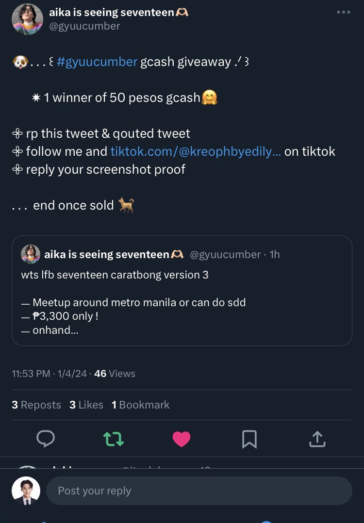 minimingyu0's tweet photo. @gyuucumber manifesting to win ate ko !!! https://t.co/ShoYWaP4Rw