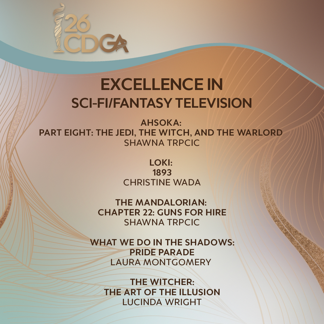 Congratulations to the 26th CDGA nominees for Excellence in Sci-Fi/Fantasy Television! Visit our site for the complete list of nominees, including assistant costume designers, who are active @CDGlocal892 members. #CDGA #CostumeDesignersGuild #CDG892