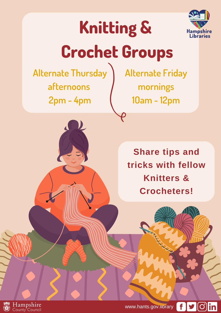 🧶 Join the cozy knitting and crochet sessions at Eastleigh Library! 📚✨ Thursdays & Fridays, all skill levels welcome! 🧵❤️ #EastleighCrafters #CommunityCrafting