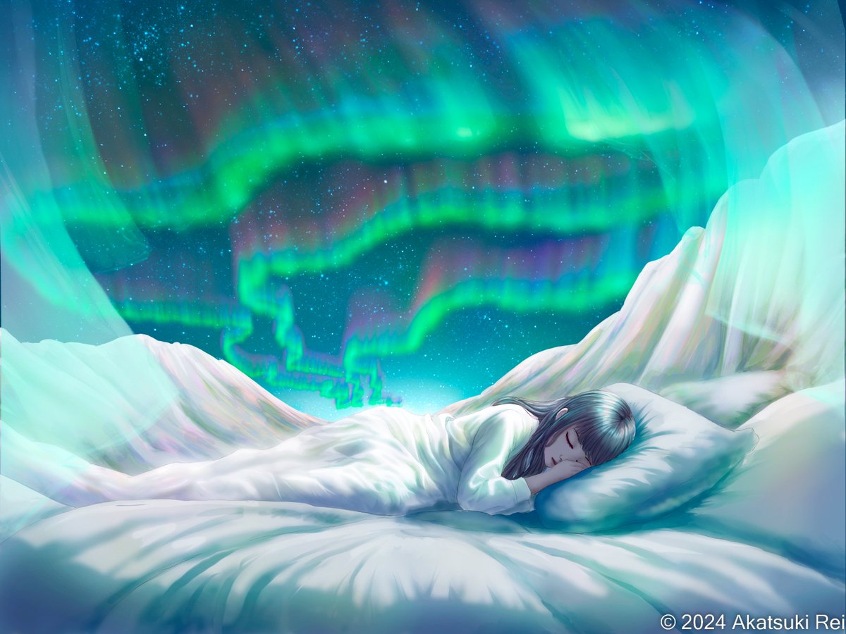 AkatsukiRei000's tweet photo. Good Night Sleep 2024

This painting is a reinterpretation of an old one I did in 2020:https://t.co/xp2sj3hUmB
---
FB/IG: akatsukirei000
DeviantArt: akatsuki-rei

#procreate #painting #aurora #auroraborealis #starrysky #northernlights #オーロラ #極光 #ArtistOnTwitter https://t.co/FBtdjX1iB6