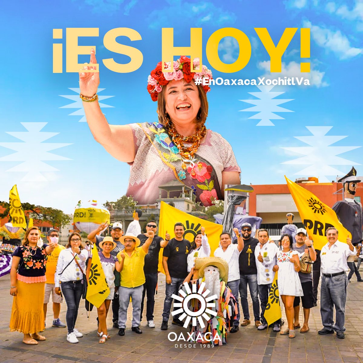 PRDOaxacaA's tweet image. ¡Es hoy! 🙌

¡Todas las regiones del estado, vamos con @XochitlGalvez!

¡Hoy más unidos en el #PRDOaxaca!

Acompáñanos en la gran fiesta y calenda de mujeres y hombres que vamos con fuerza y corazón por Oaxaca. 💛

#EnOaxacaXóchitlVa
#FuerteComoTú
#FuertesPorTi