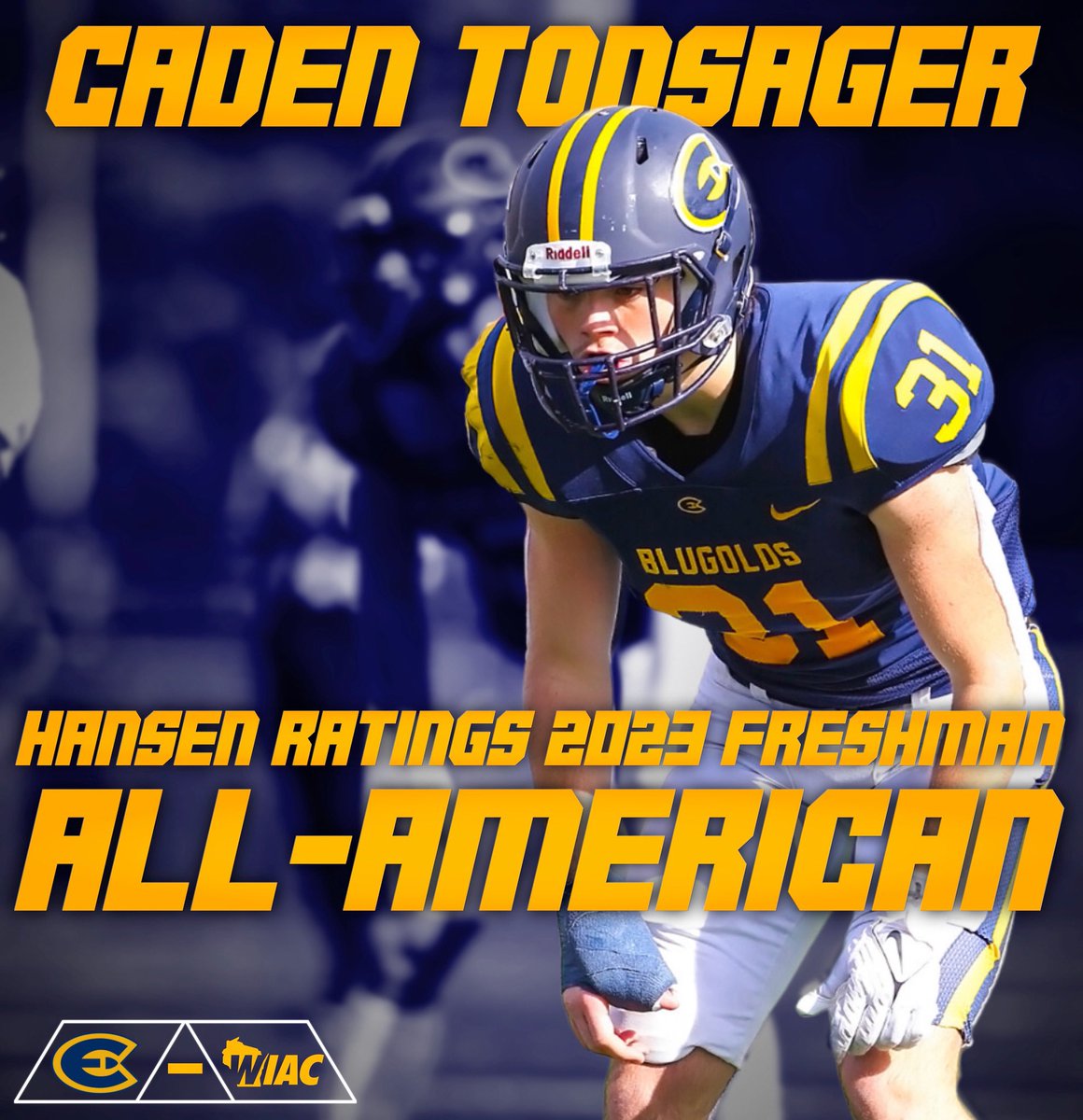 Blugold Football (@uwecfootball) on Twitter photo S/o <a href="/TonsagerCaden/">Caden Tonsager⭐️</a> for making the 2023 Hansen Ratings Freshman All-American Team! BIG things ahead for Caden!
#ROLLGOLDS x #GOLD2T4NDARD S/o <a href="/TonsagerCaden/">Caden Tonsager⭐️</a> for making the 2023 Hansen Ratings Freshman All-American Team! BIG things ahead for Caden!
#ROLLGOLDS x #GOLD2T4NDARD