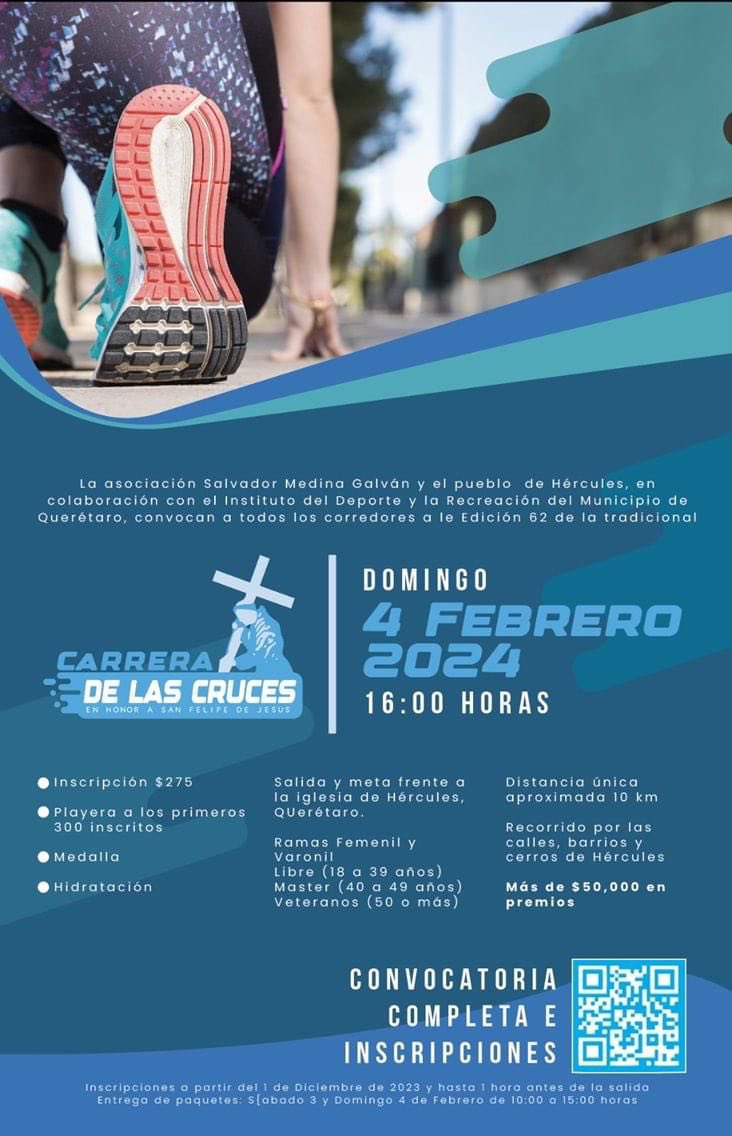 AQAqro's tweet photo. Carrera de las cruces 2024. Participa el próximo domingo 4 de febrero #Hercules #Queretaro #SomosAtletas https://t.co/nRVZcw20S1