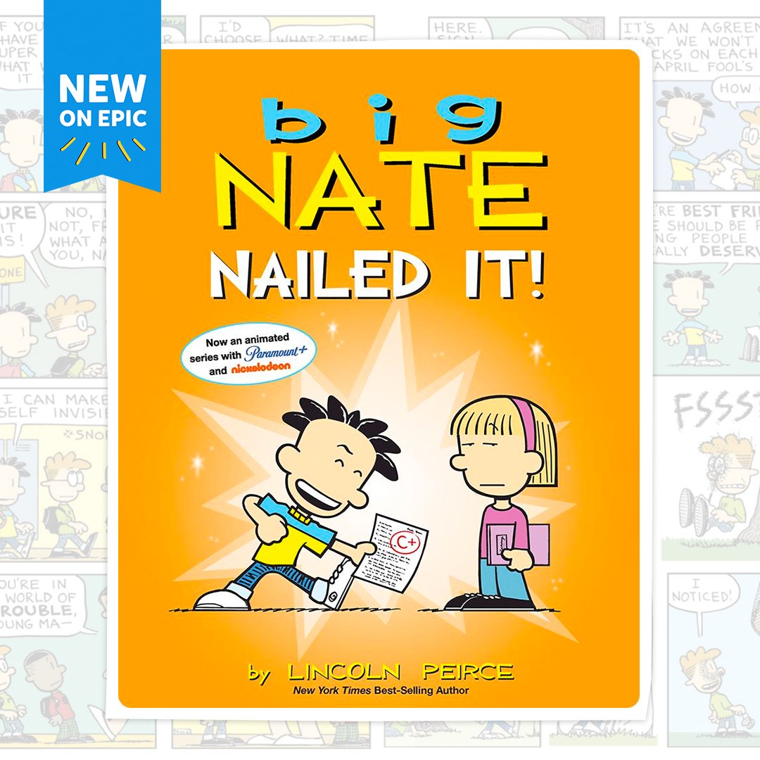 Get in on all the newest pranks, adventures and school drama from Big Nate—now on Epic! Whether it's a freak injury on the soccer field or a Halloween costume fail, the sixth-grade dynamo is never far from the spotlight. Read this book here: bit.ly/48Fl71n