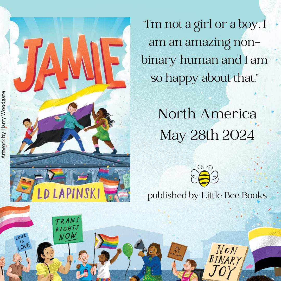 JAMIE is published in North America later this year and I would love it to find as many readers as possible. If you’re an indie or queer bookshop, let me know any preorder links you have! Please RT, let’s spread some non binary joy in 2024 💛🤍💜🖤