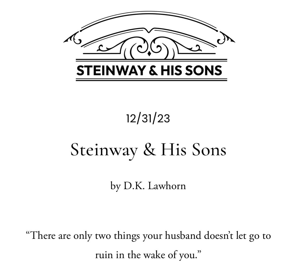 ‘Steinway & His Sons’ is available to read for free right now in @BafflingMag. My first ever ghost story, I wrote about a tender kind of haunting, one scored by a beautiful melody sounded out in ivory keys. I would love for you to check it out. bafflingmag.com/issue-fourteen…