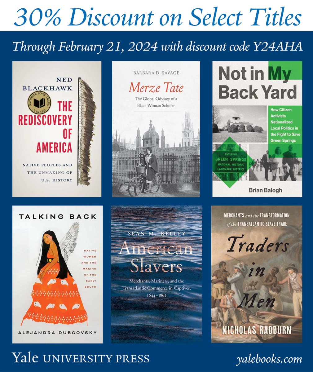 Yale University Press (@yalepress) on Twitter photo We're at the American Historical Association Annual Meeting from January 4-7! <a href="/AHAhistorians/">American Historical Association</a> Receive 30% off select titles using discount code Y24AHA through February 21st, 2024.
View list of titles here: dhjhkxawhe8q4.cloudfront.net/yup-wp/wp-cont… We're at the American Historical Association Annual Meeting from January 4-7! <a href="/AHAhistorians/">American Historical Association</a> Receive 30% off select titles using discount code Y24AHA through February 21st, 2024.
View list of titles here: dhjhkxawhe8q4.cloudfront.net/yup-wp/wp-cont…